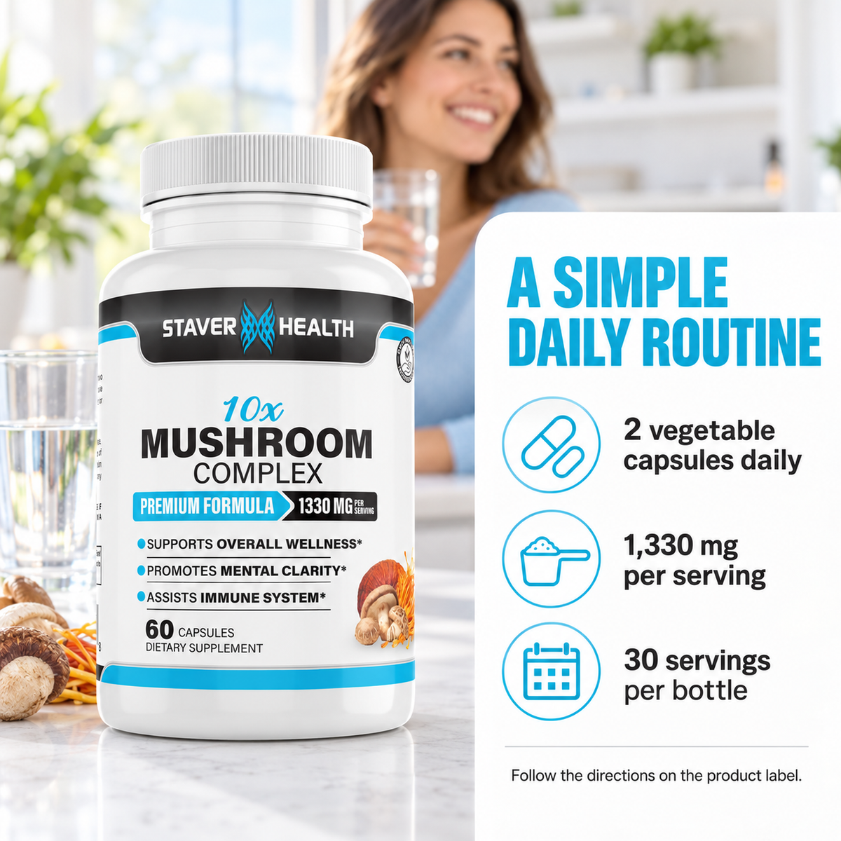 Staver Health 10X Mushroom Complex — daily routine