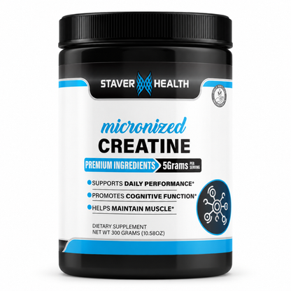 Staver Health Micronized Creatine, 300 g container, front view