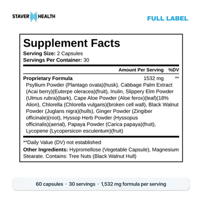 Detox Plus Supplement Facts: 2 capsules, 30 servings, 1,532 mg proprietary formula