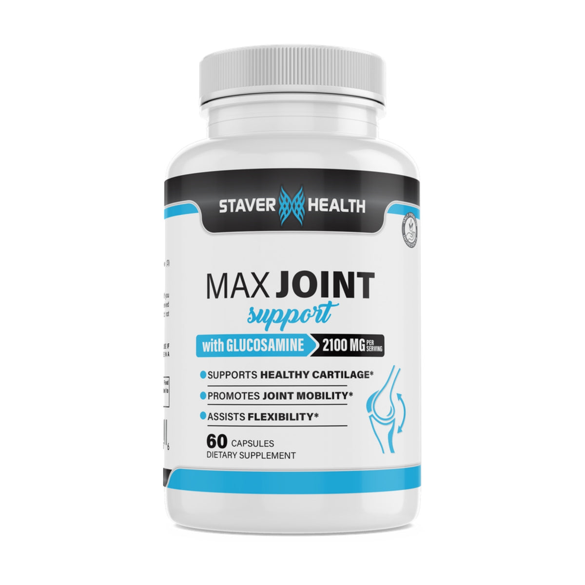 Staver Health Max Joint Support bottle, 60 capsules, on a white background