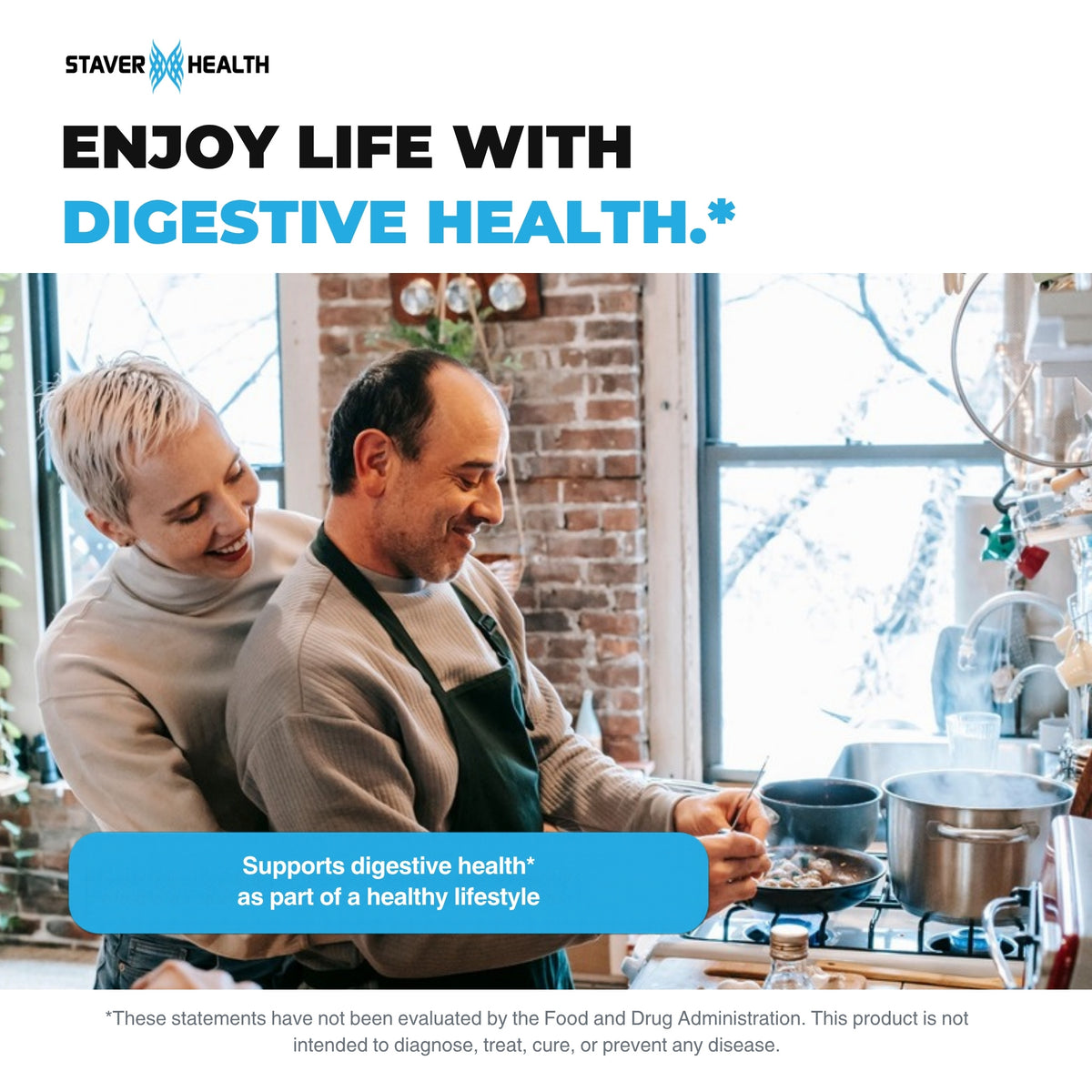 Smiling couple cooking a healthy meal together in a bright kitchen