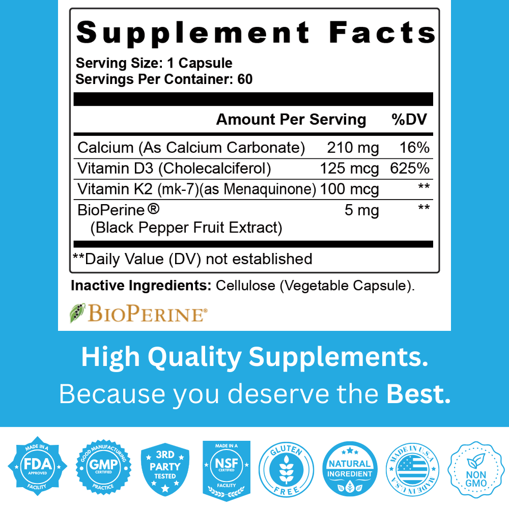 Vitamin K2 D3 w/ Calcium & Bioperine