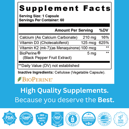 Vitamin K2 D3 w/ Calcium & Bioperine